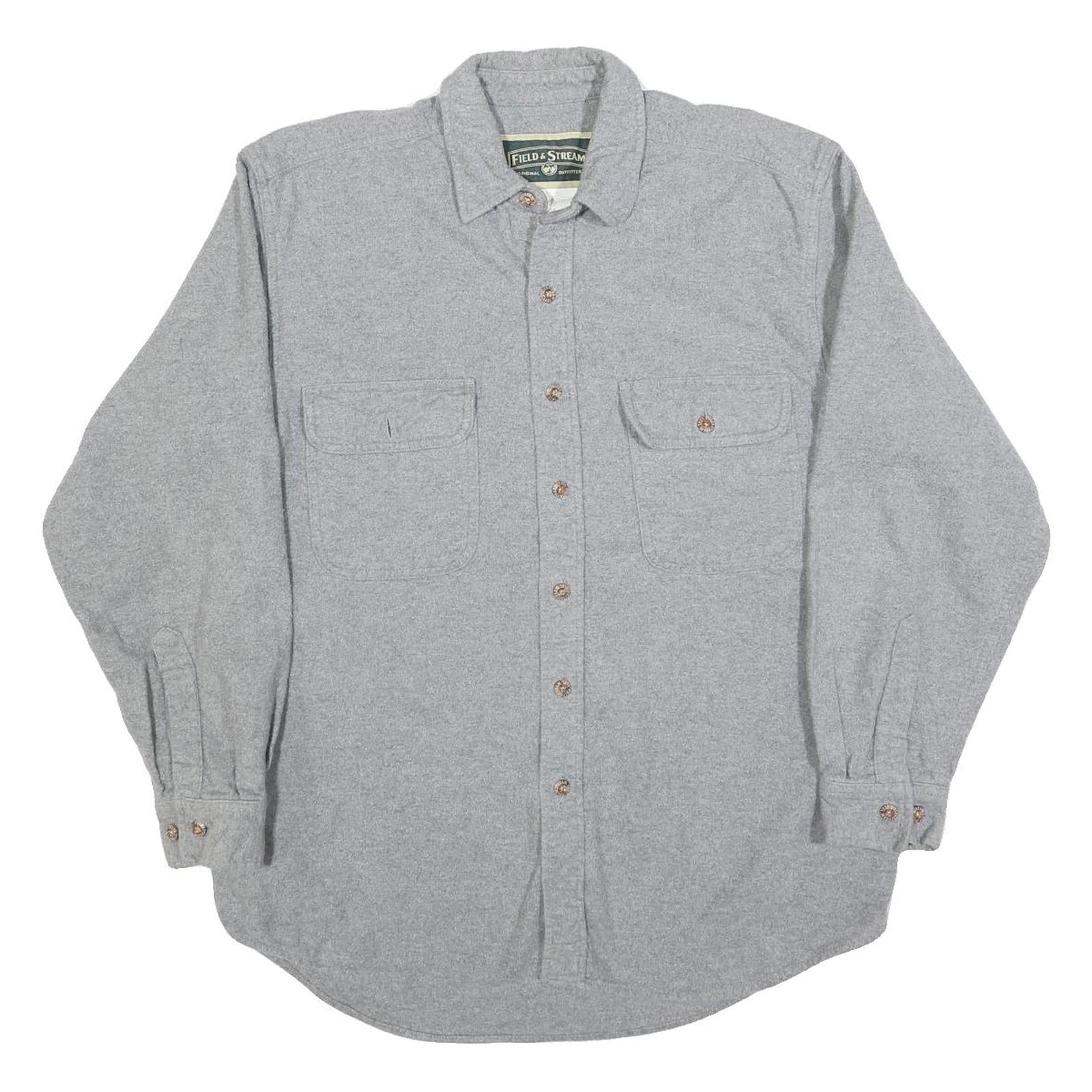 FIELD & STREAM Mens Grey Cotton Blend Shirt M Casual Long Sleeve Button Down