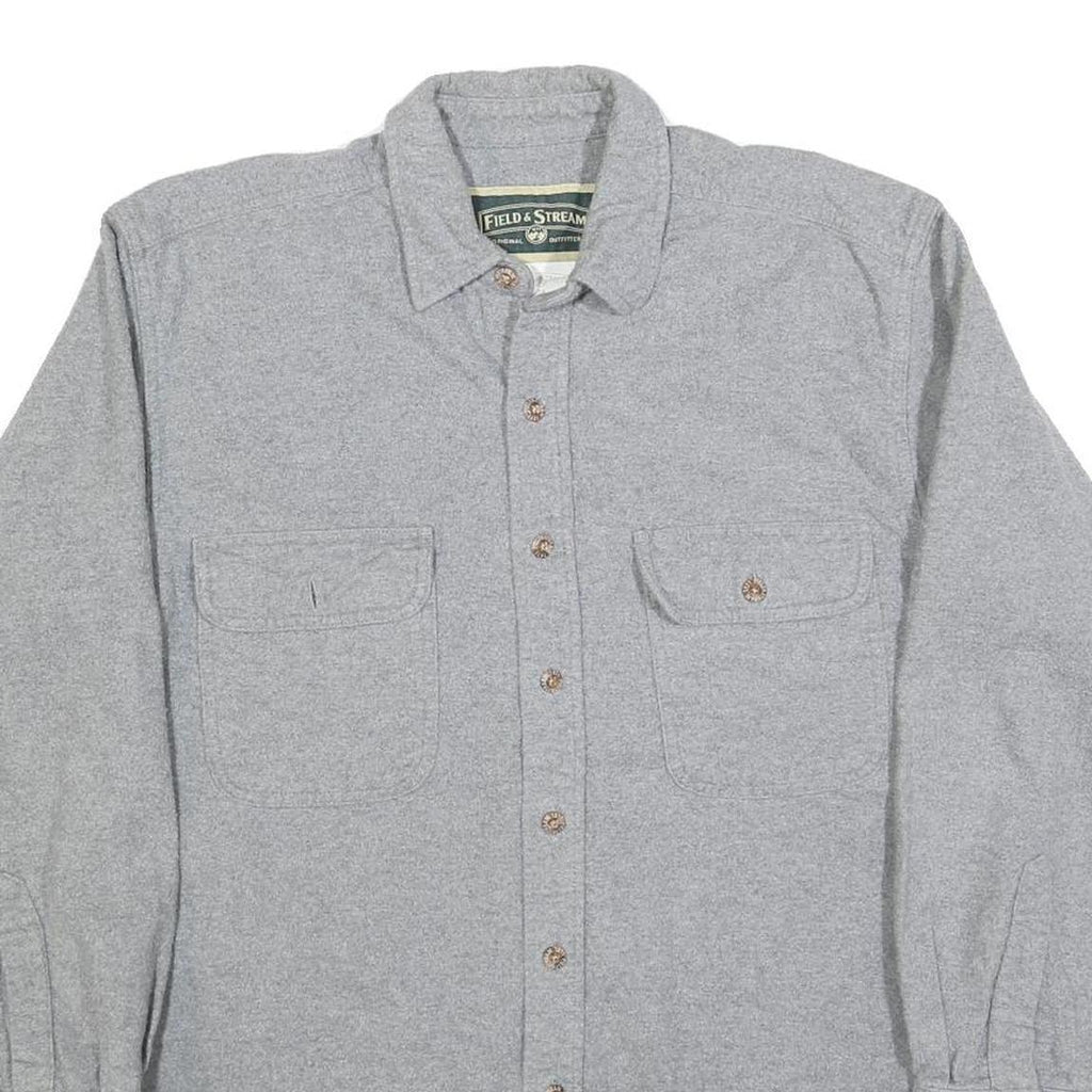 FIELD & STREAM Mens Grey Cotton Blend Shirt M Casual Long Sleeve Button Down