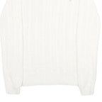 POLO RALPH LAUREN Womens White Patterned Cotton Jumper Crew Neck Cable Knit L