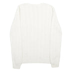 POLO RALPH LAUREN Womens White Patterned Cotton Jumper Crew Neck Cable Knit L