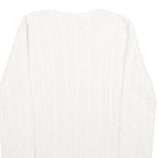 POLO RALPH LAUREN Womens White Patterned Cotton Jumper Crew Neck Cable Knit L
