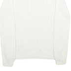 POLO RALPH LAUREN Womens White Patterned Cotton Jumper Crew Neck Cable Knit L