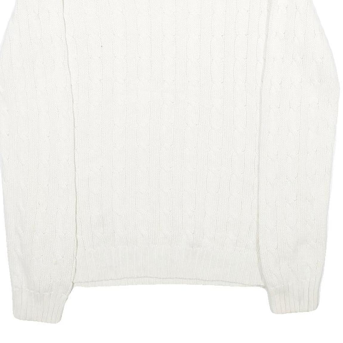 POLO RALPH LAUREN Womens White Patterned Cotton Jumper Crew Neck Cable Knit L