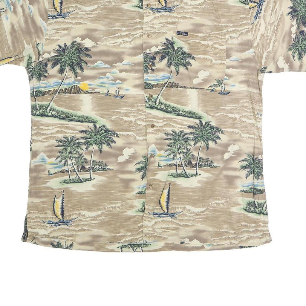 CHAPS RALPH LAUREN Mens Beige Hawaiian Shirt XL Cotton Blend Tropical Print