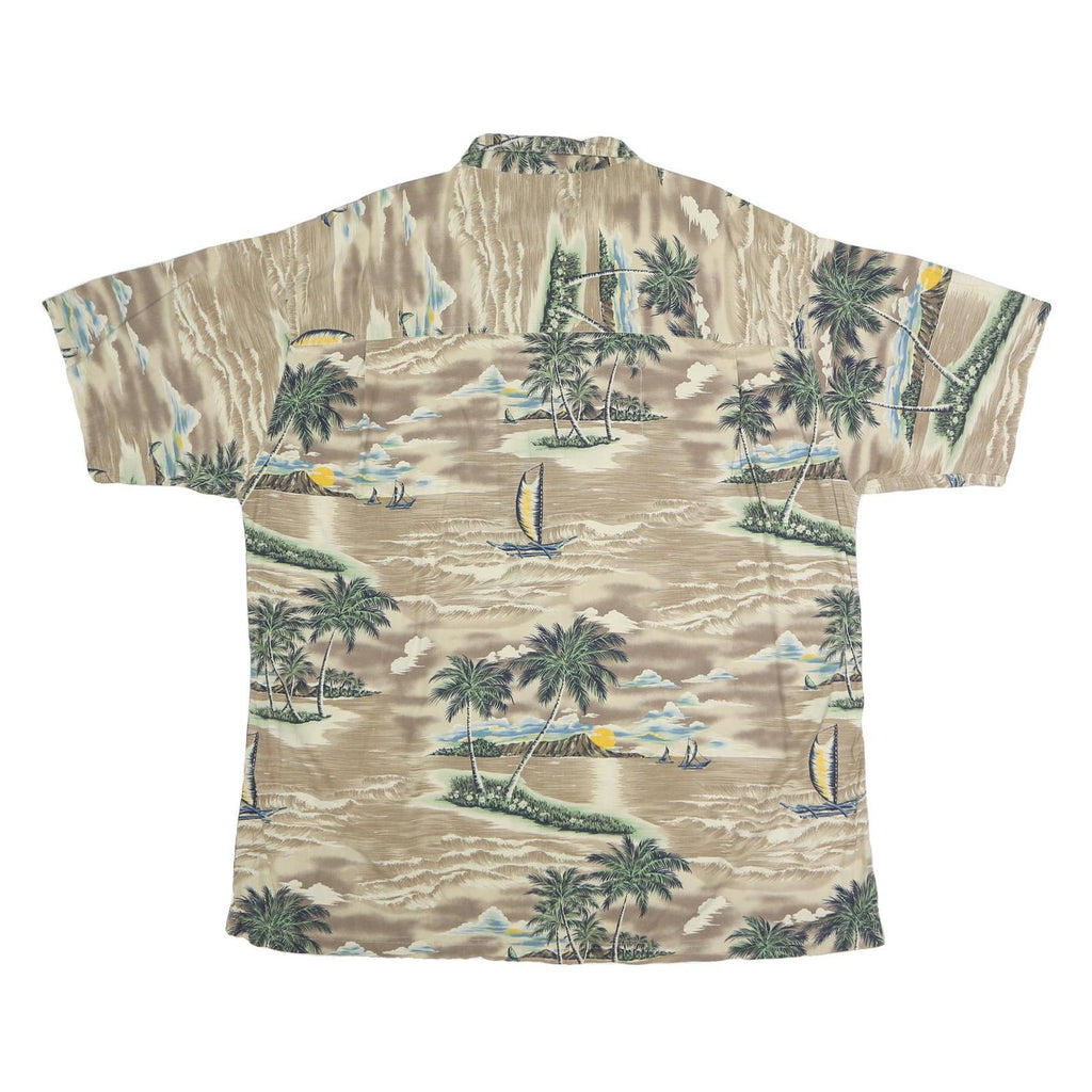 CHAPS RALPH LAUREN Mens Beige Hawaiian Shirt XL Cotton Blend Tropical Print