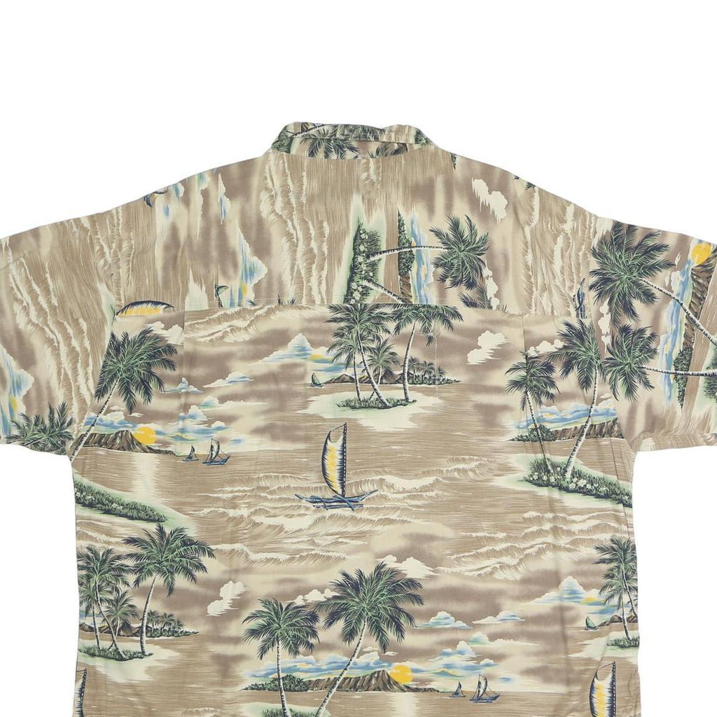 CHAPS RALPH LAUREN Mens Beige Hawaiian Shirt XL Cotton Blend Tropical Print