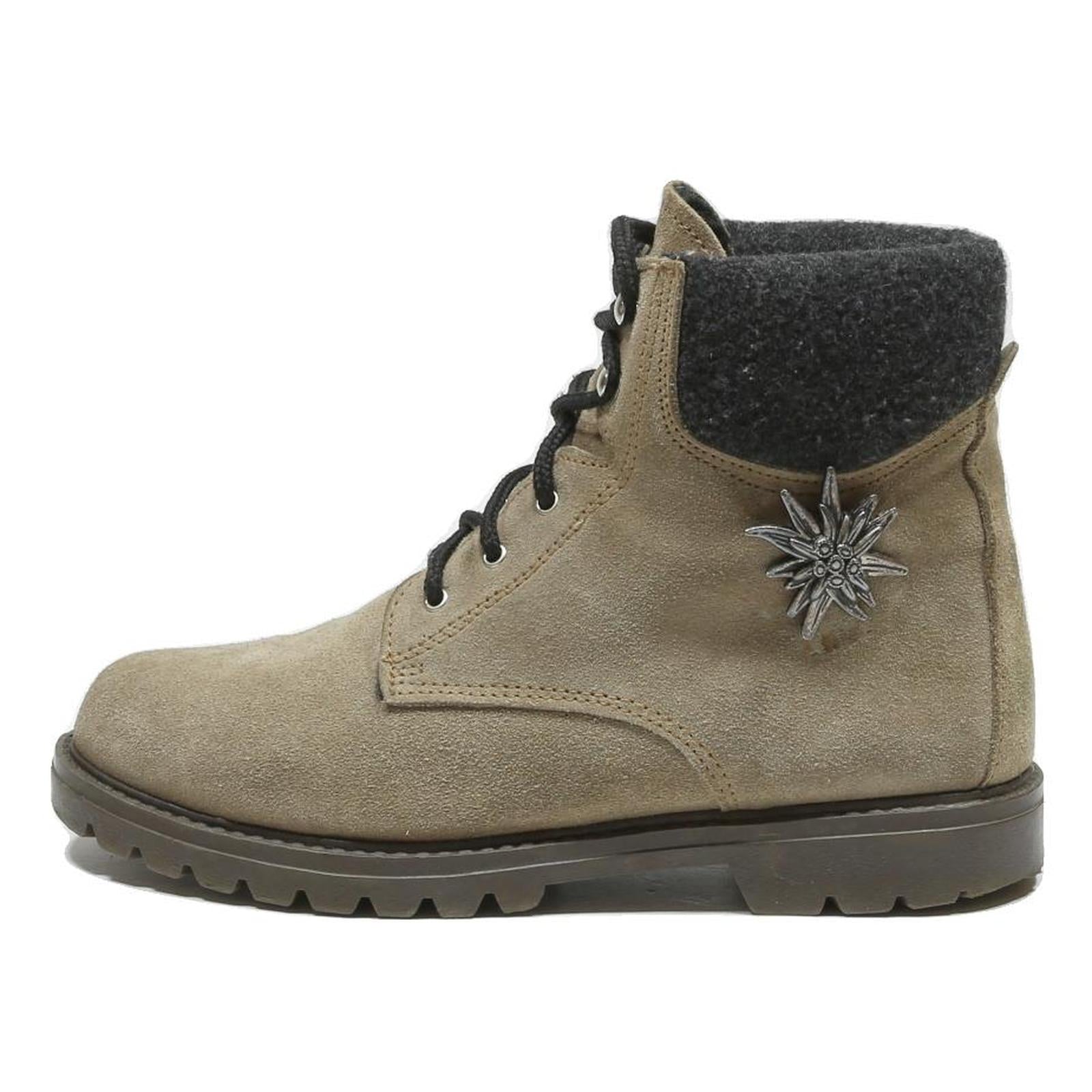 Womens Leather Ankle Boots Beige Black Lace-Up UK 7 Casual Winter