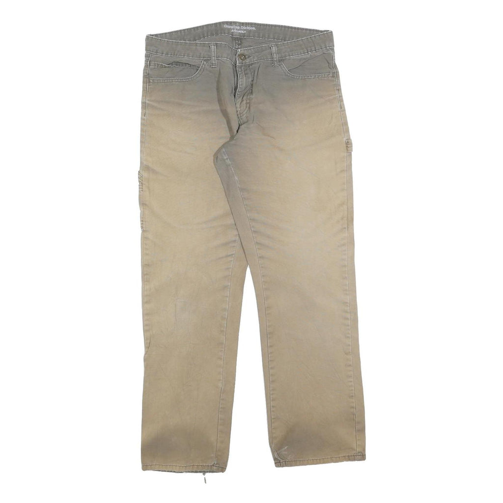 DICKIES Womens Beige Relaxed Straight Denim Medium W32 L30 Zip Cotton Blend