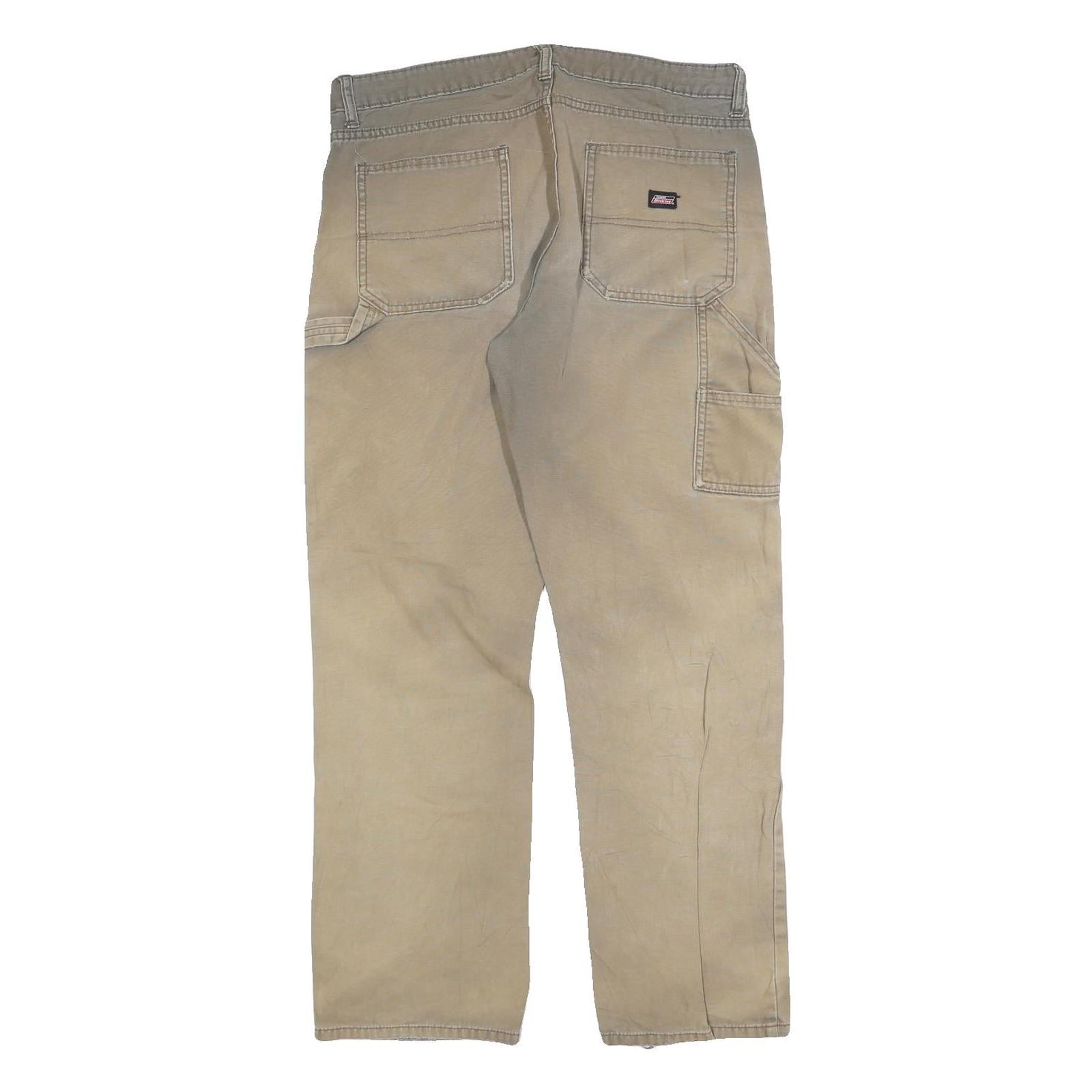 DICKIES Womens Beige Relaxed Straight Denim Medium W32 L30 Zip Cotton Blend