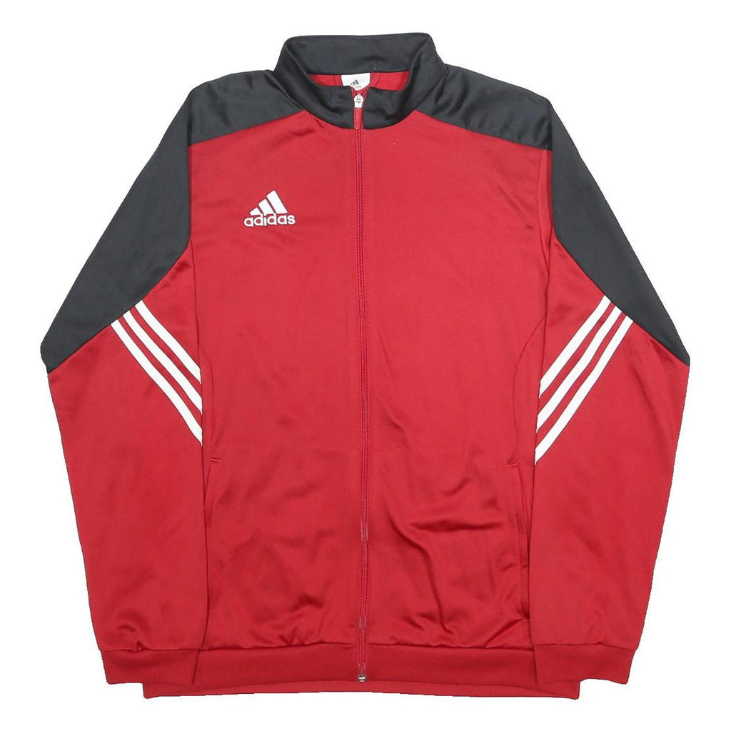 ADIDAS Mens Red & Black Track Jacket L Polyester Zip Sports Casual