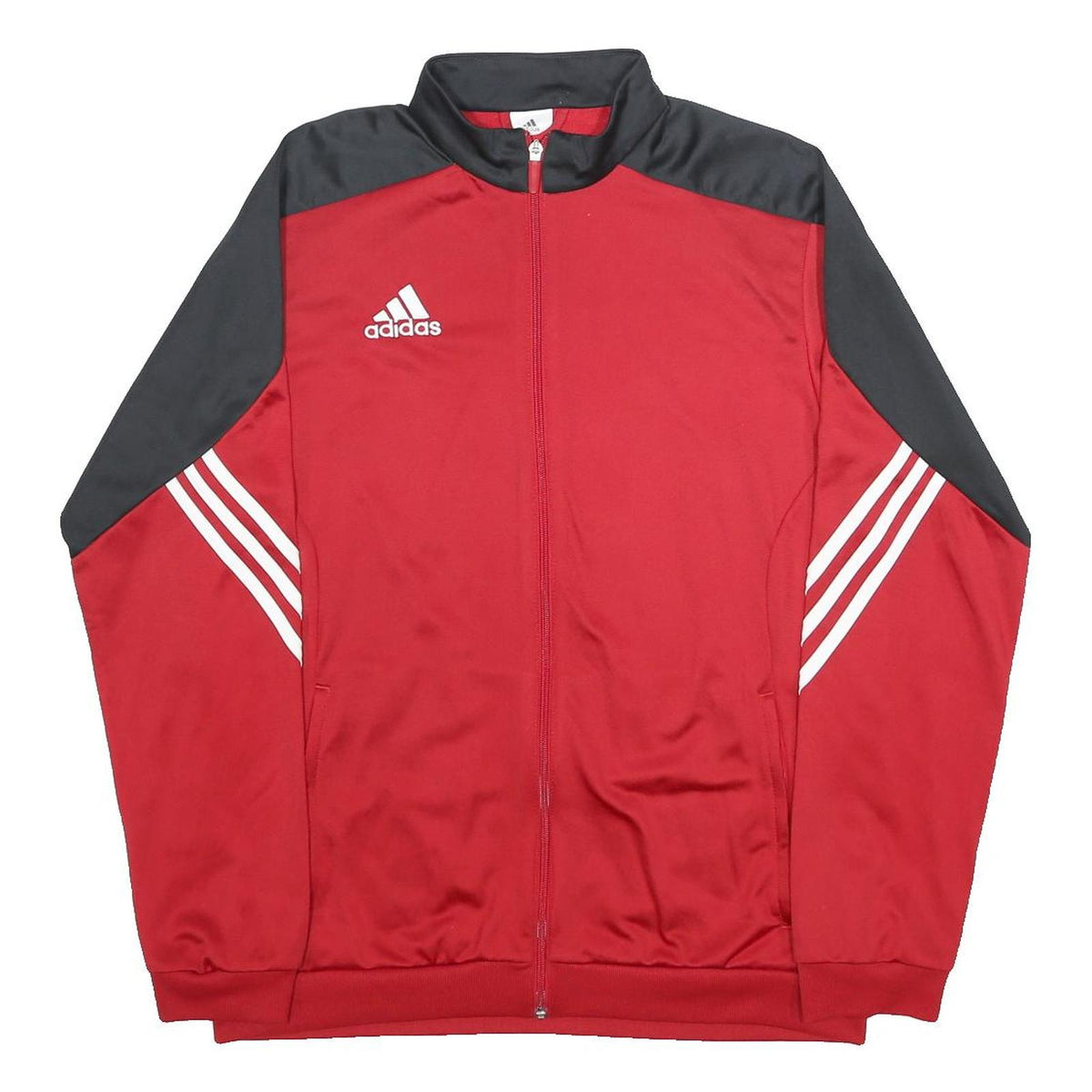 ADIDAS Mens Red & Black Track Jacket L Polyester Zip Sports Casual
