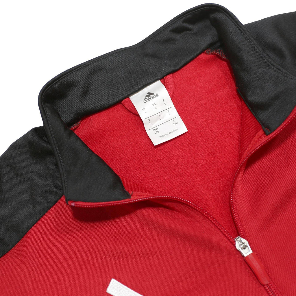 ADIDAS Mens Red & Black Track Jacket L Polyester Zip Sports Casual