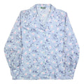 GRASSROOTS Womens Blue Printed Shirt Long Sleeve Collared Floral L Polyester