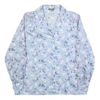 GRASSROOTS Womens Blue Printed Shirt Long Sleeve Collared Floral L Polyester