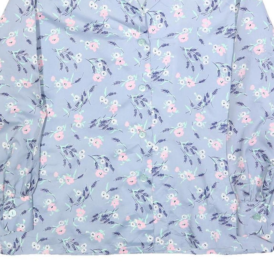 GRASSROOTS Womens Blue Printed Shirt Long Sleeve Collared Floral L Polyester