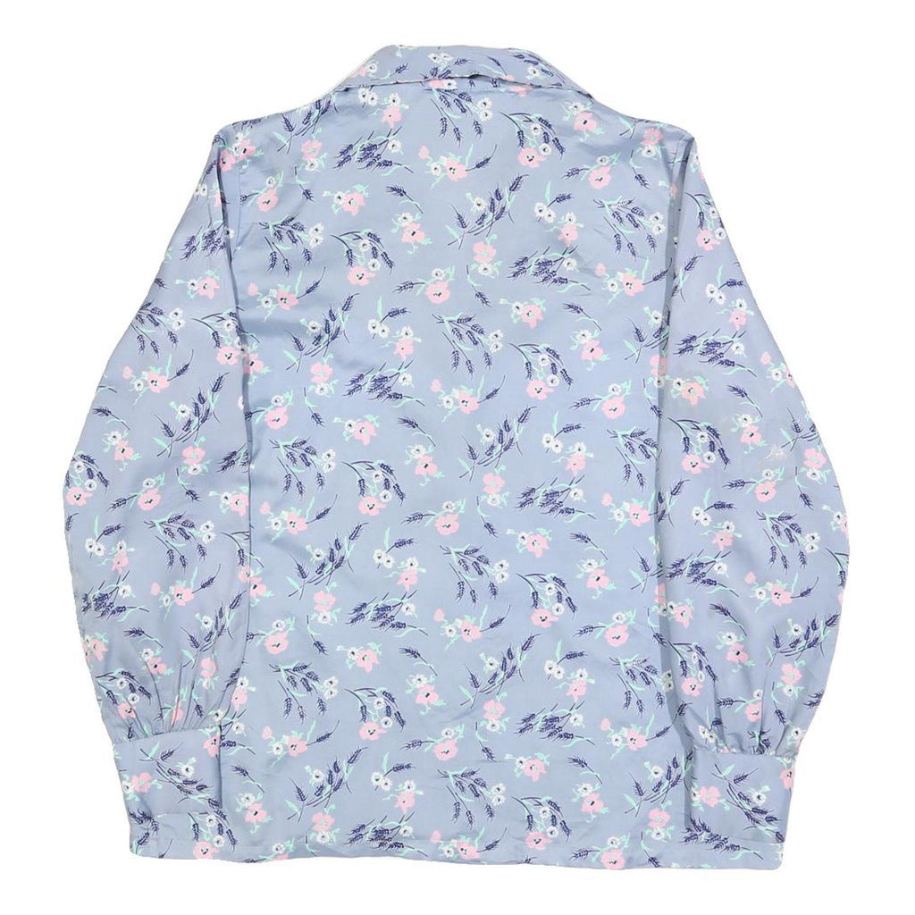 GRASSROOTS Womens Blue Printed Shirt Long Sleeve Collared Floral L Polyester