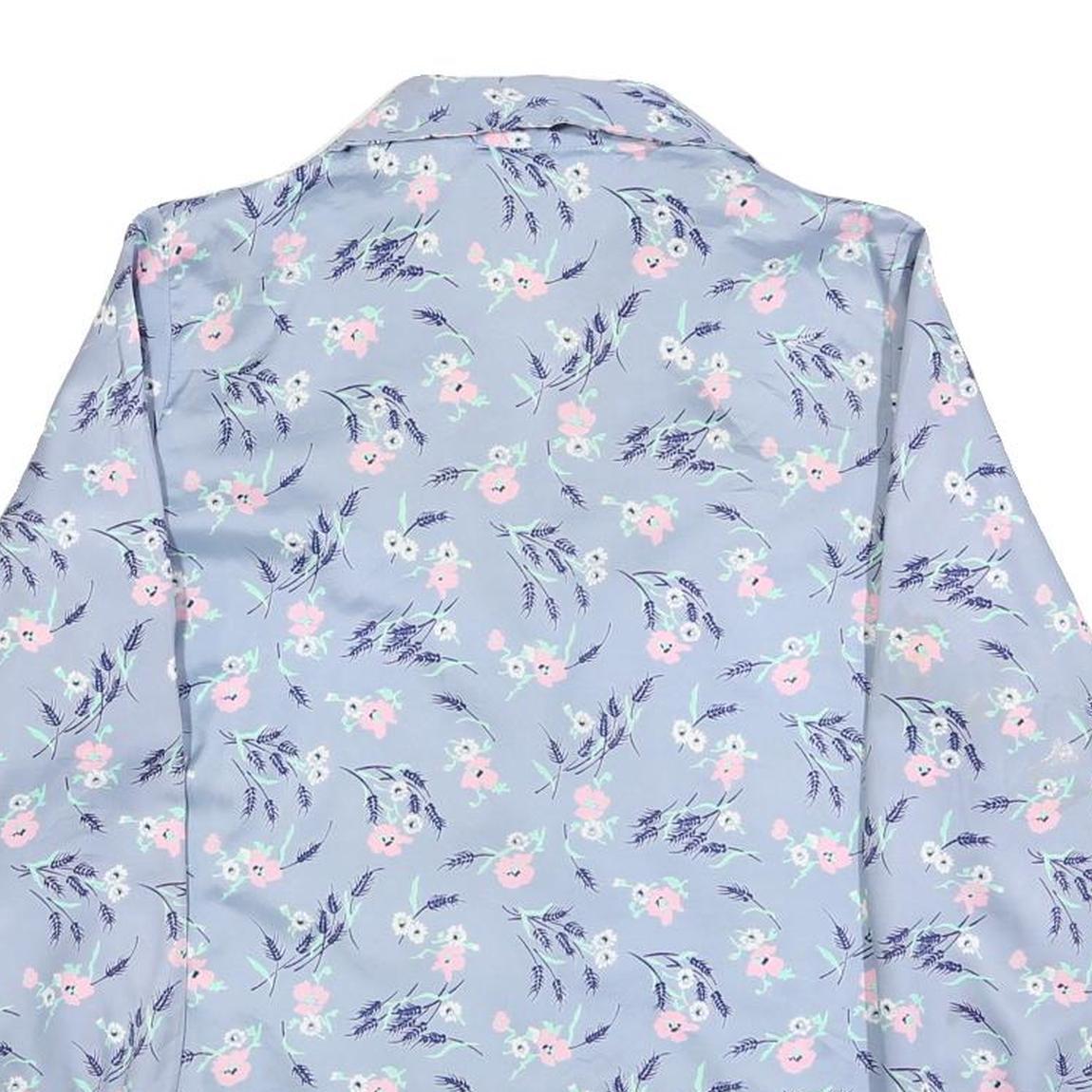 GRASSROOTS Womens Blue Printed Shirt Long Sleeve Collared Floral L Polyester