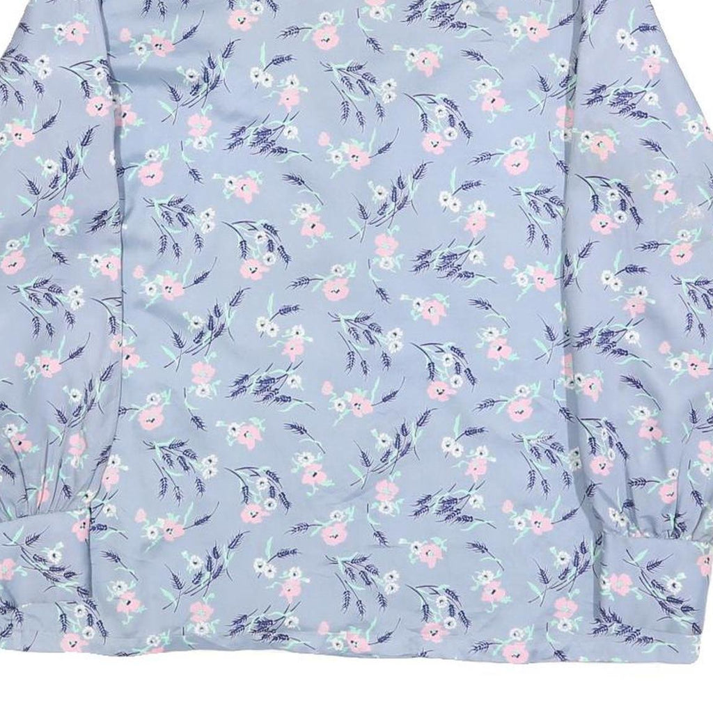 GRASSROOTS Womens Blue Printed Shirt Long Sleeve Collared Floral L Polyester