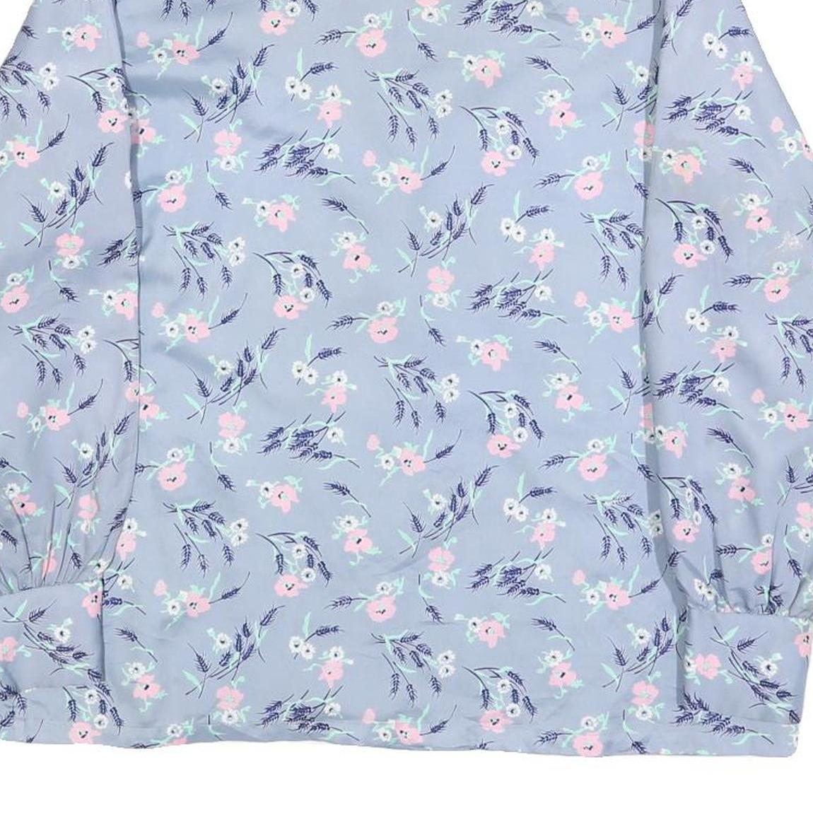 GRASSROOTS Womens Blue Printed Shirt Long Sleeve Collared Floral L Polyester