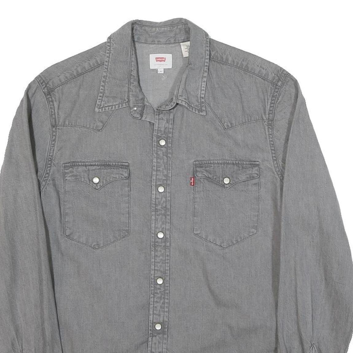 LEVI'S Mens Grey Denim Shirt S Button Long Sleeve Casual Cotton Blend