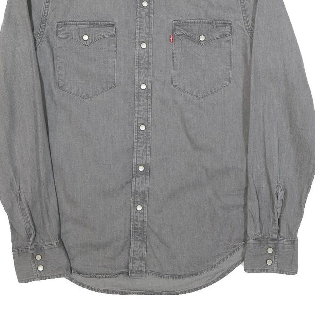 LEVI'S Mens Grey Denim Shirt S Button Long Sleeve Casual Cotton Blend