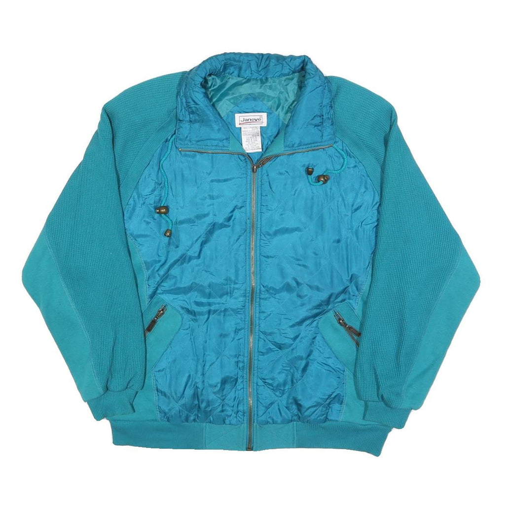 JANEVE Womens Blue Collared M Casual Polyester Sweatshirt Zip Up