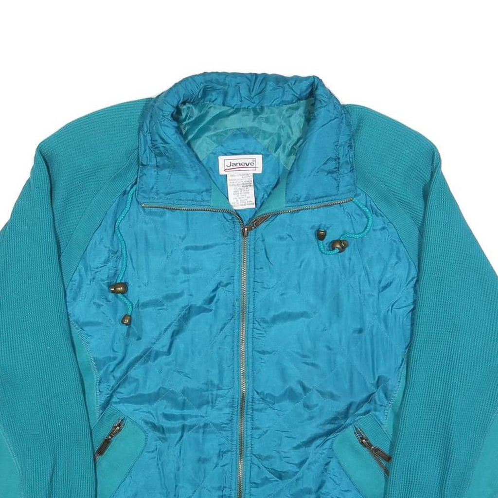 JANEVE Womens Blue Collared M Casual Polyester Sweatshirt Zip Up