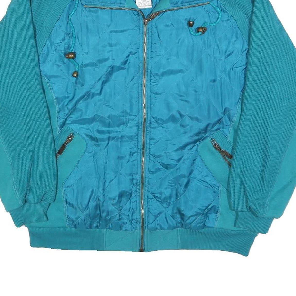 JANEVE Womens Blue Collared M Casual Polyester Sweatshirt Zip Up