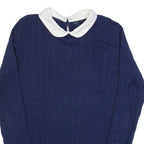 TOMMY HILFIGER Womens Jumper Blue Collared Cable Knit M
