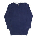 TOMMY HILFIGER Womens Jumper Blue Collared Cable Knit M