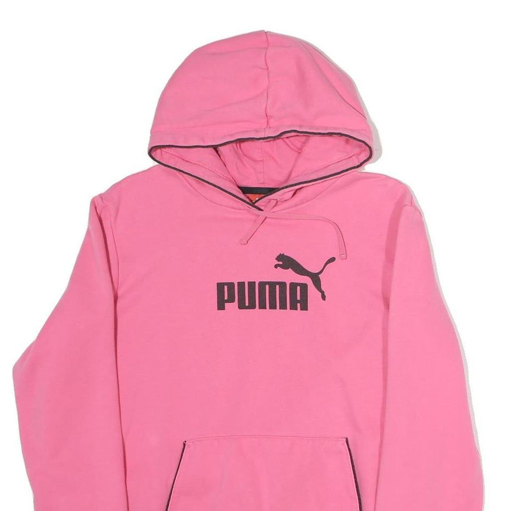 PUMA Womens Pink Hoodie L Cotton Blend Pullover Drawstring Hood Casual