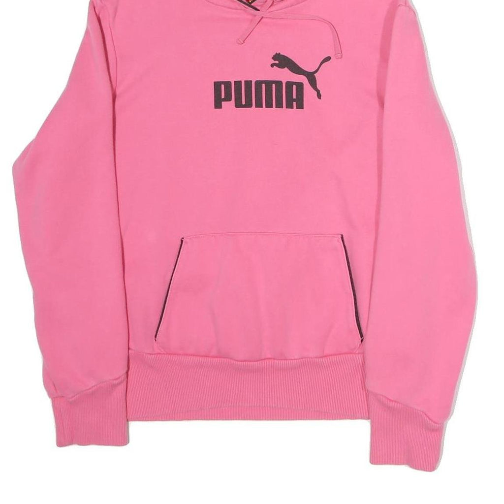 PUMA Womens Pink Hoodie L Cotton Blend Pullover Drawstring Hood Casual