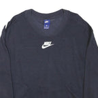 NIKE Womens Navy Blue Sweatshirt V-Neck M Cotton Blend Pullover