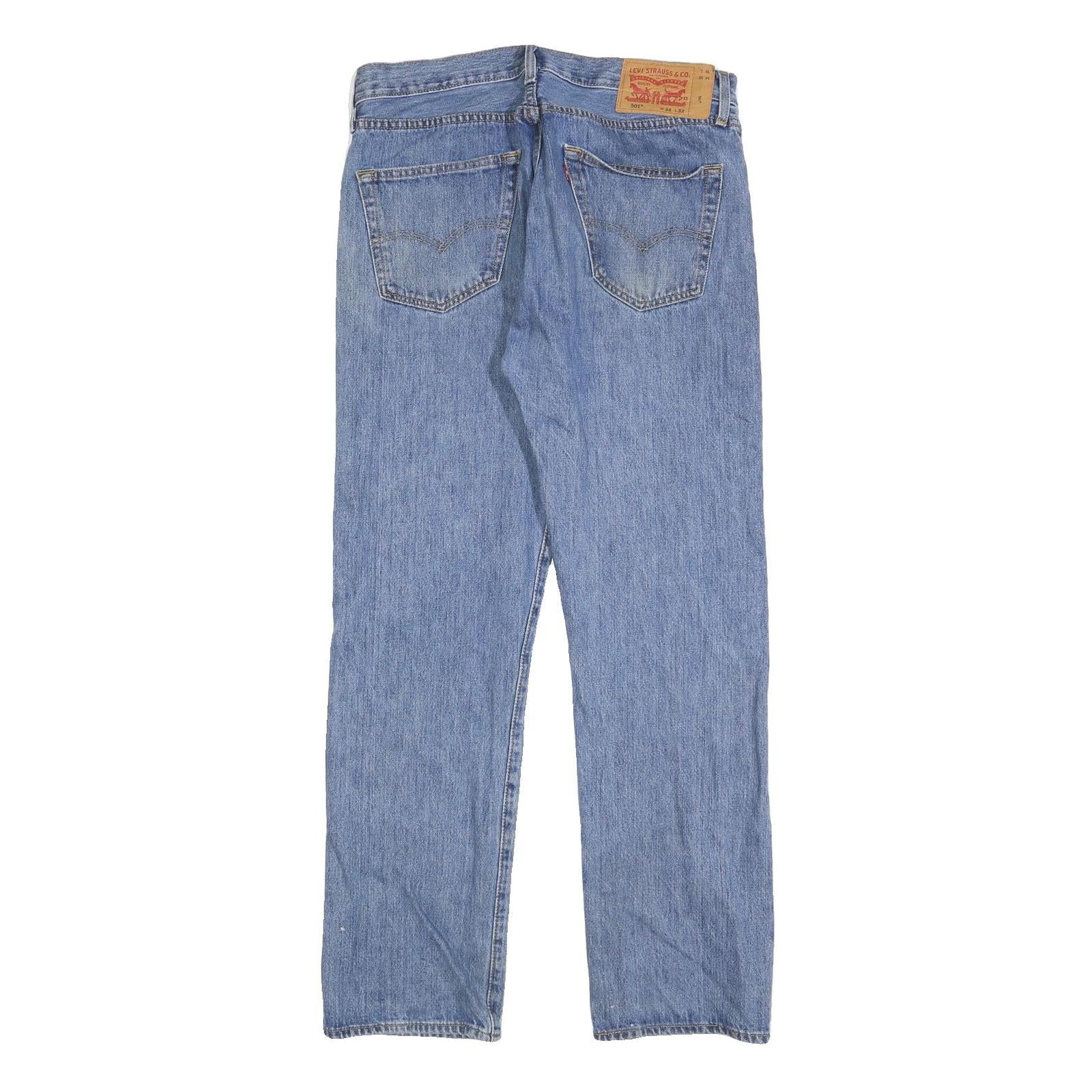 LEVI'S 501 Mens Jeans Blue Regular Straight Denim Medium W34 L32 Classic Cotton