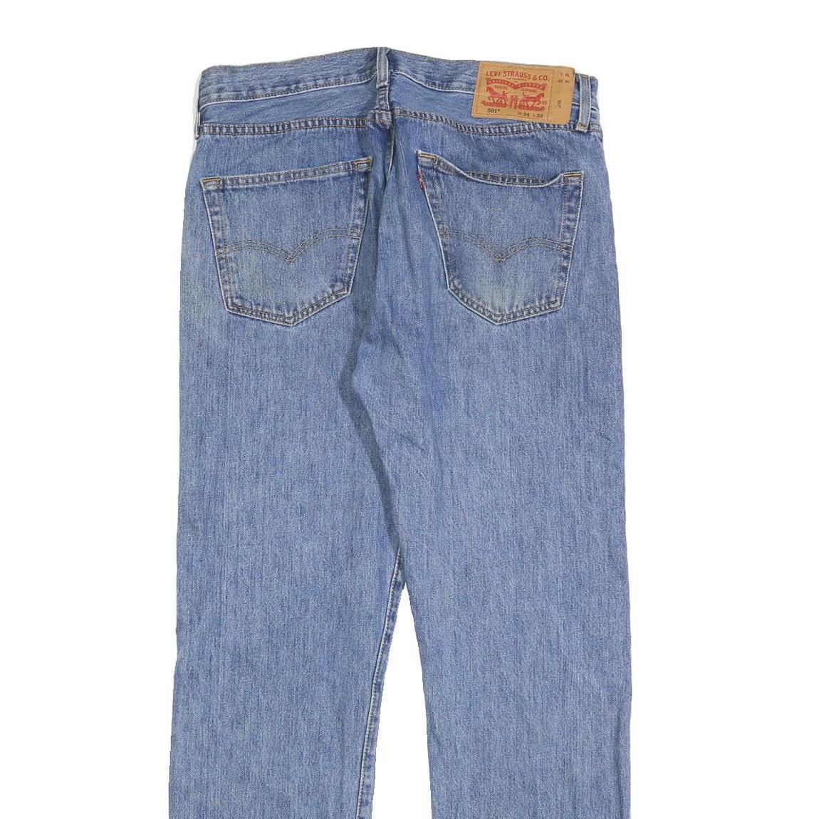 LEVI'S 501 Mens Jeans Blue Regular Straight Denim Medium W34 L32 Classic Cotton