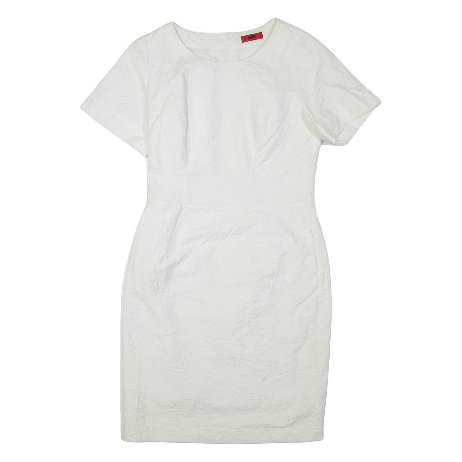 HUGO BOSS Womens Day Dress White Short Sleeve Short UK 10
