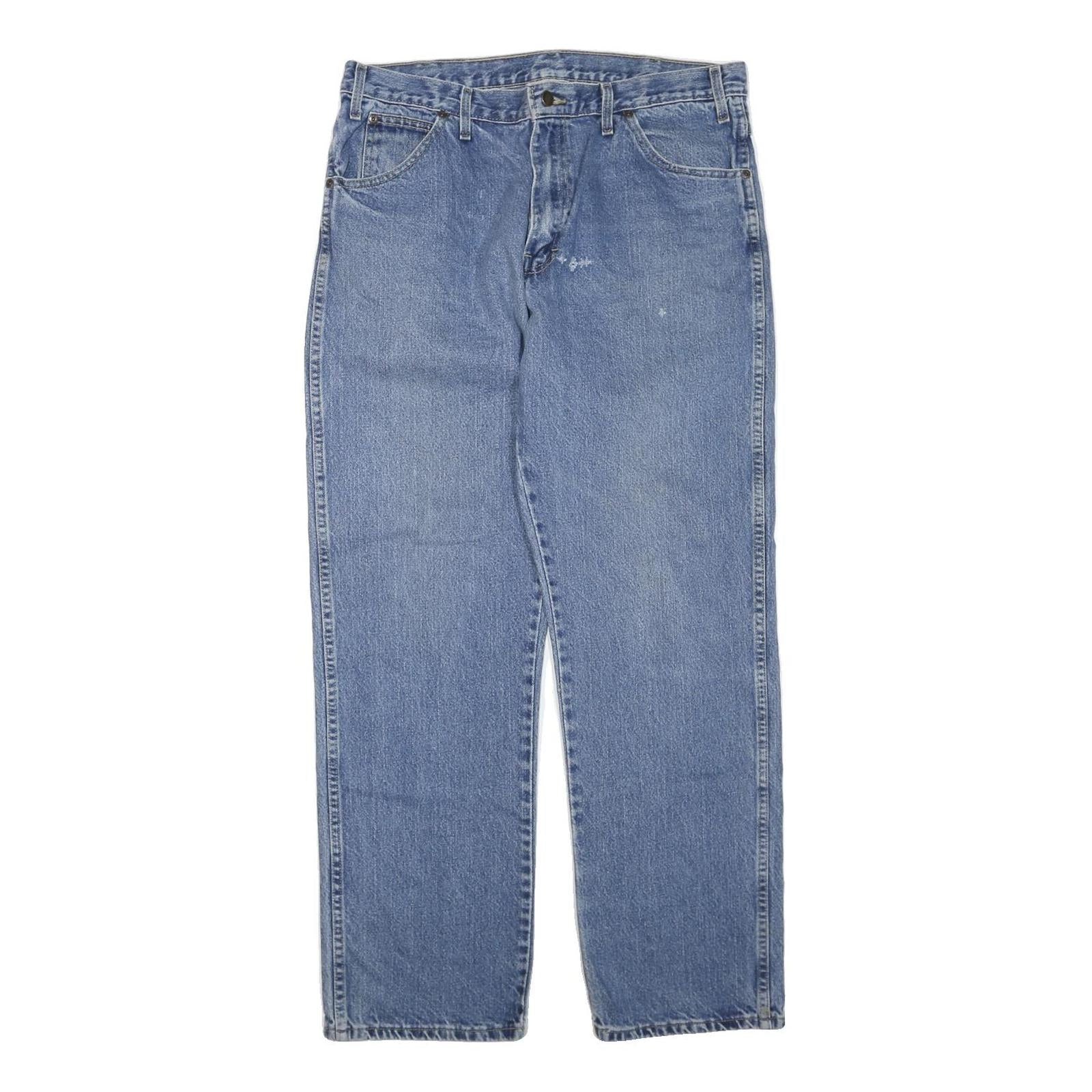 DICKIES Mens Jeans Blue Regular Straight Denim Medium W36 L32 Workwear Zip
