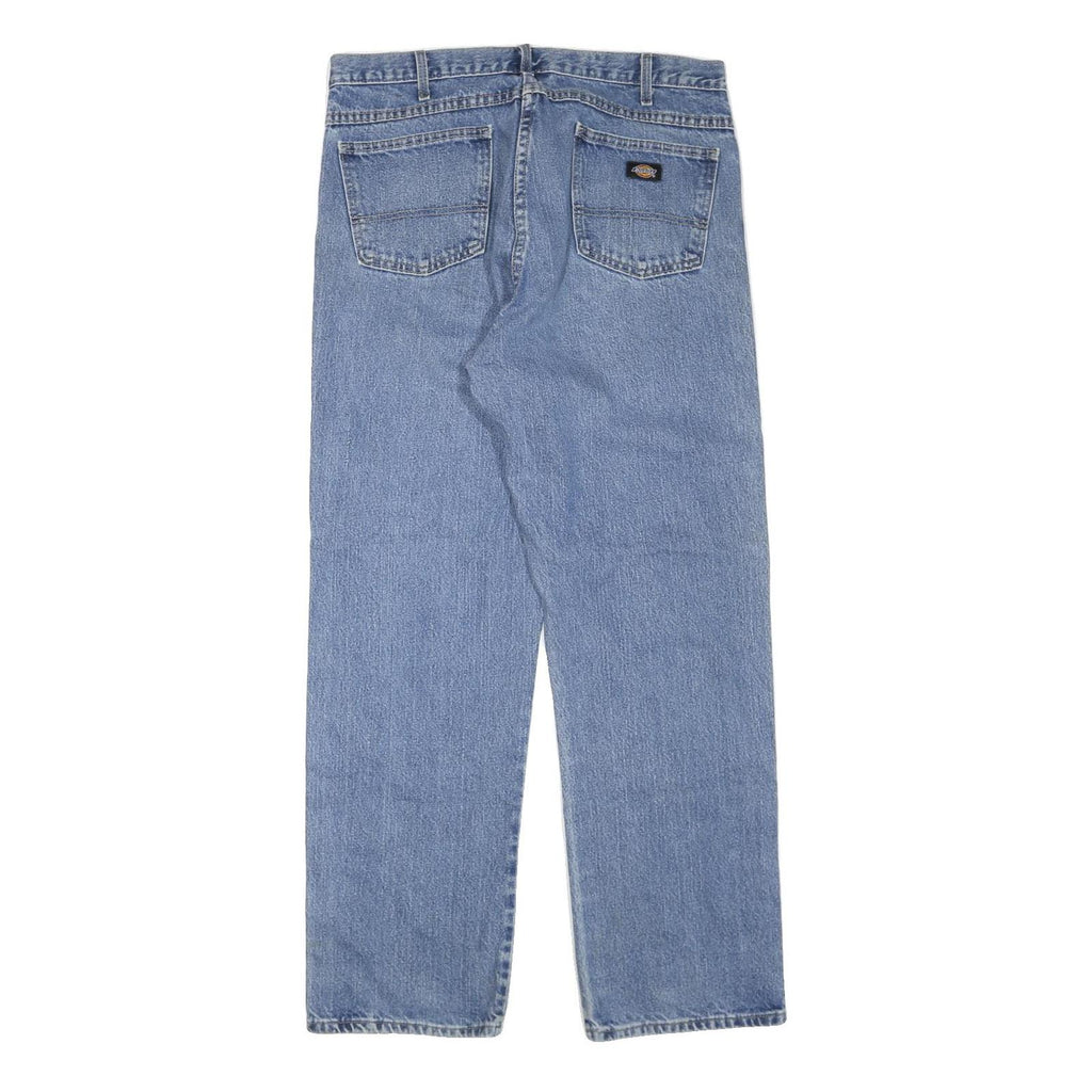 DICKIES Mens Jeans Blue Regular Straight Denim Medium W36 L32 Workwear Zip