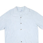 TOMMY BAHAMA Mens White Cotton Blend Shirt L Tropical Leaf Print Relaxed Fit