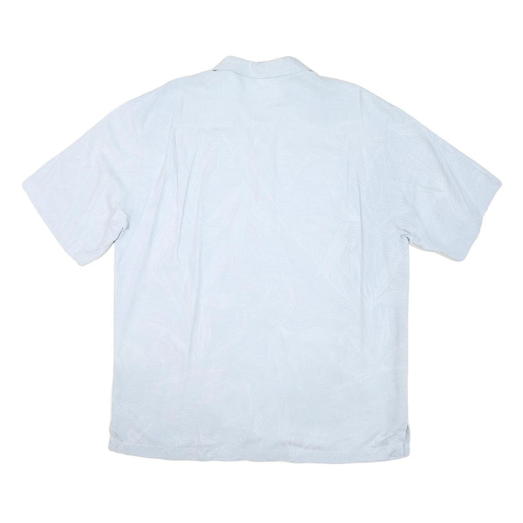 TOMMY BAHAMA Mens White Cotton Blend Shirt L Tropical Leaf Print Relaxed Fit