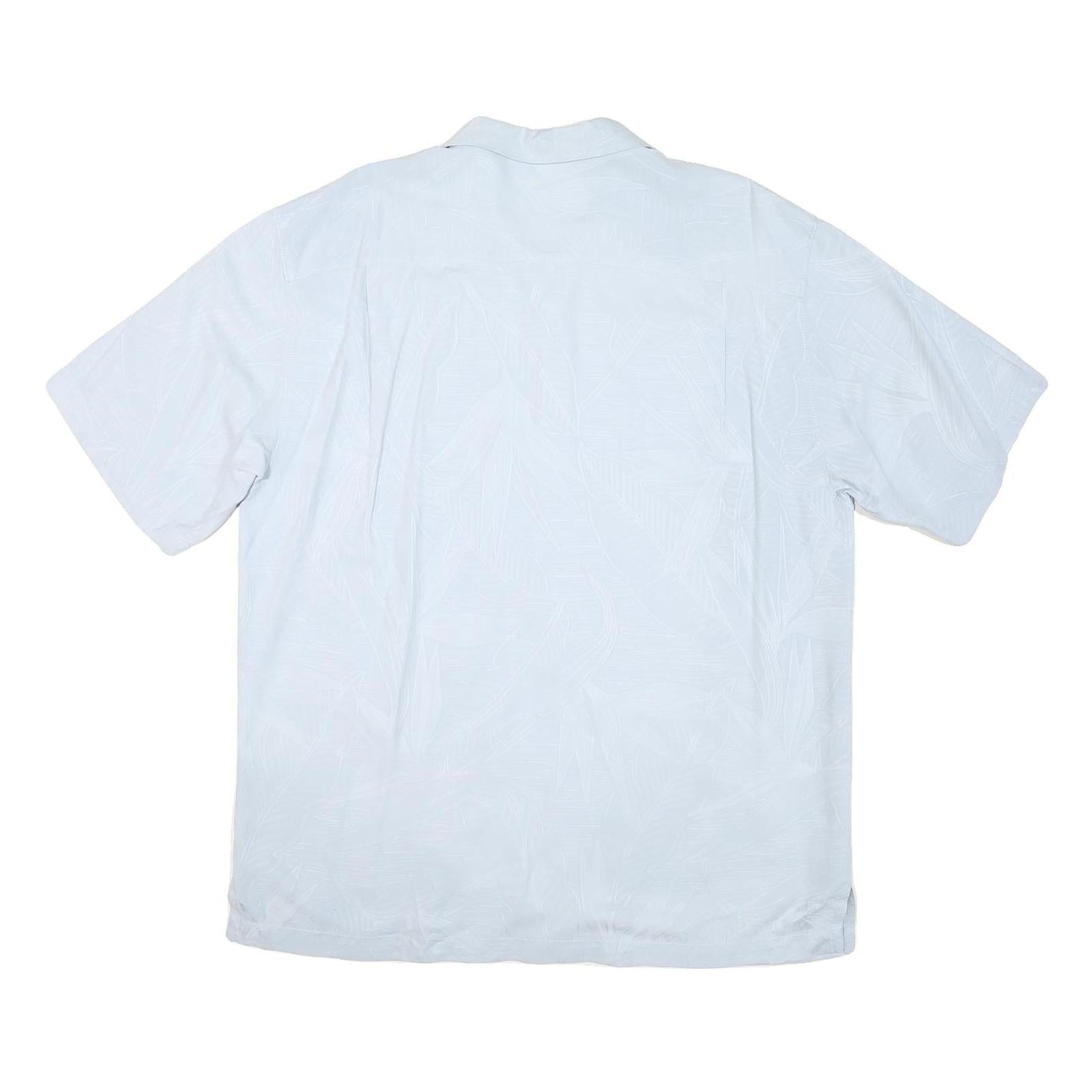TOMMY BAHAMA Mens White Cotton Blend Shirt L Tropical Leaf Print Relaxed Fit