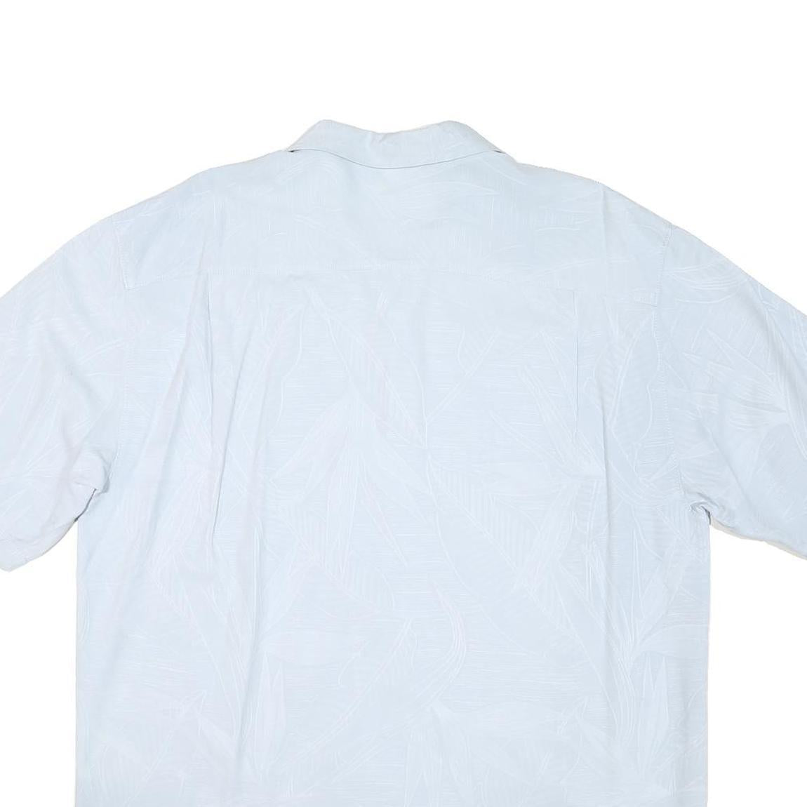 TOMMY BAHAMA Mens White Cotton Blend Shirt L Tropical Leaf Print Relaxed Fit