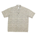 BURMA BIBAS Mens Beige & Grey Patterned Cotton Shirt L Casual Short Sleeve