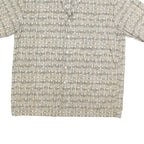 BURMA BIBAS Mens Beige & Grey Patterned Cotton Shirt L Casual Short Sleeve