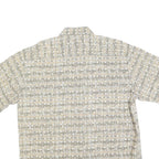 BURMA BIBAS Mens Beige & Grey Patterned Cotton Shirt L Casual Short Sleeve
