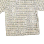 BURMA BIBAS Mens Beige & Grey Patterned Cotton Shirt L Casual Short Sleeve