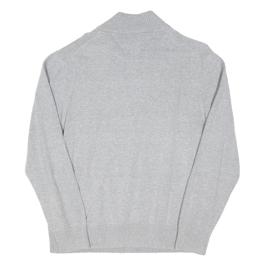 TOMMY HILFIGER Mens Grey Cotton Blend Plain Half Zip Basic Knit Jumper XL Casual