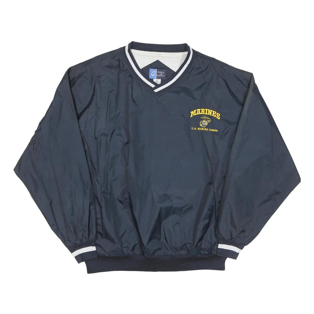 PORT AND COMPANY Mens Navy Marines Nylon Jacket L Pullover Plain Lightweight