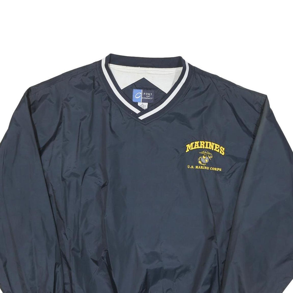 PORT AND COMPANY Mens Navy Marines Nylon Jacket L Pullover Plain Lightweight