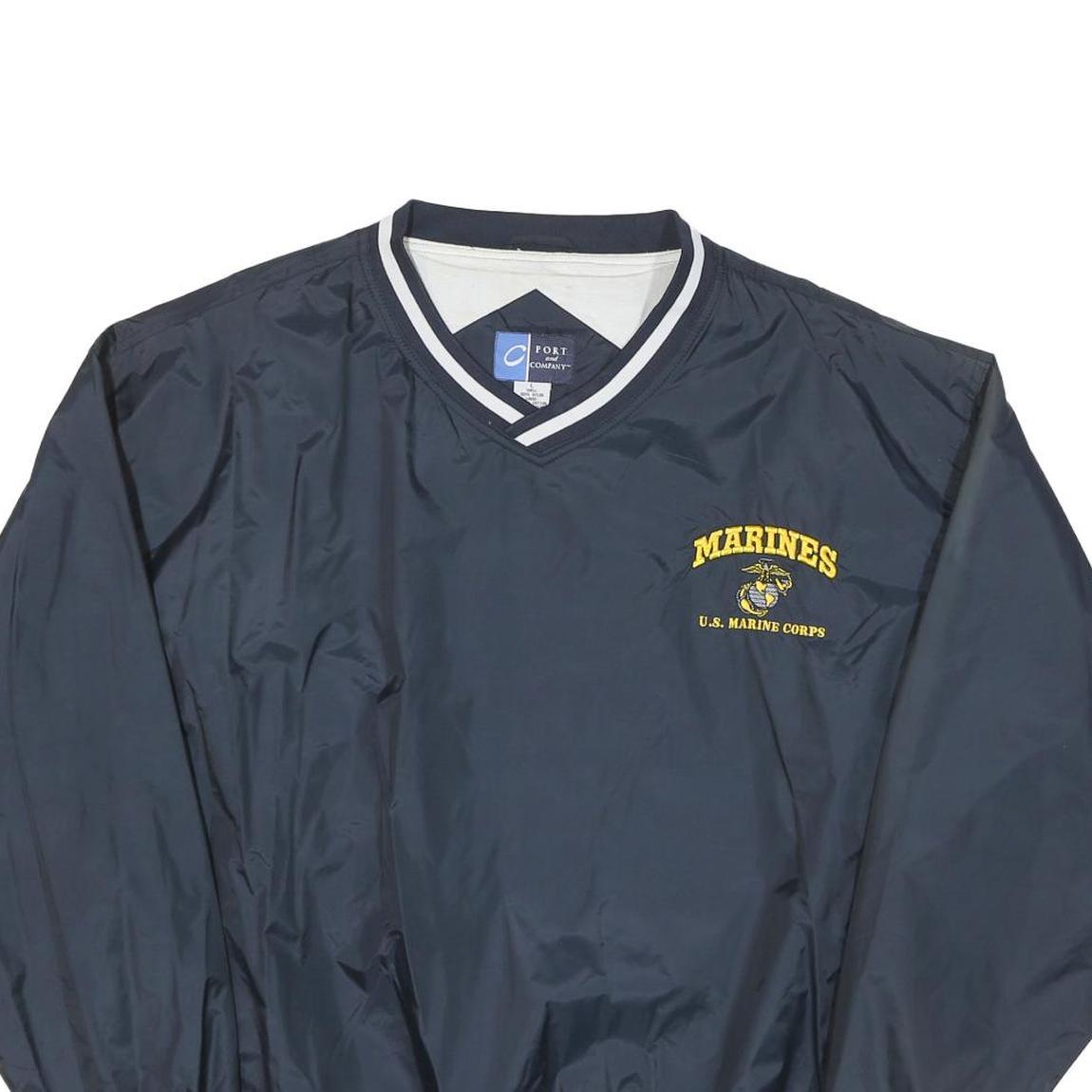 PORT AND COMPANY Mens Navy Marines Nylon Jacket L Pullover Plain Lightweight